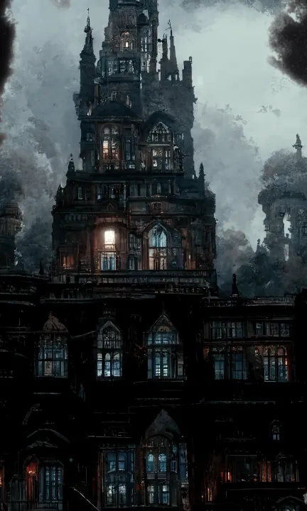 Ilustracja ukazuje Lauzern. Uniwersytet wysoki, modernistyczny, skąpany w smogu.