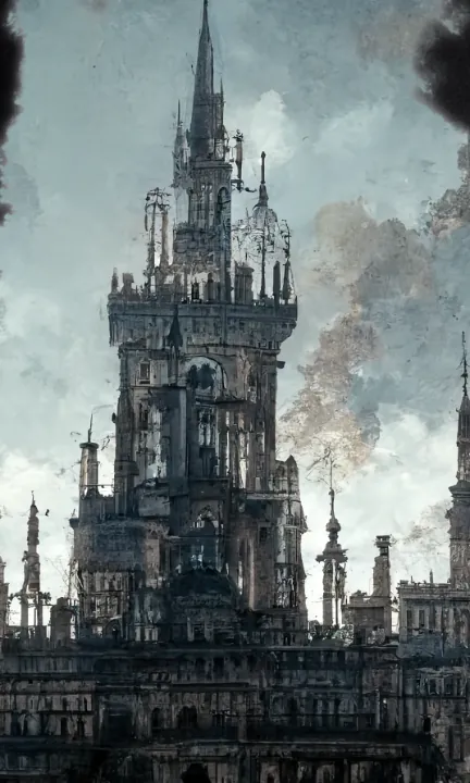 Ilustracja ukazuje uniwersytet Sanlirynth. Budynek gotycki, cały biały, o wysokich wieżach.