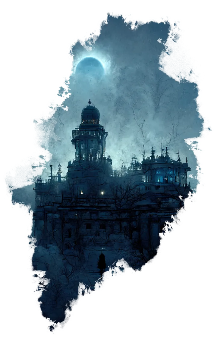 Ilustracja uniwersytetu Arkenhest. Wielkie obserwatorium w górach.